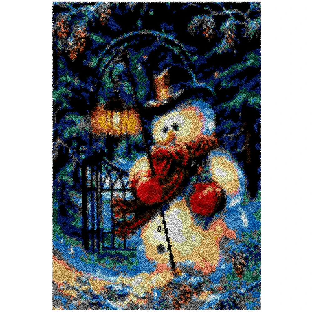 

Large size Snowman Latch hook rug kits for adults Carpet embroidery set with Preprinted Canvas Pattern Home decoration 69X102CM