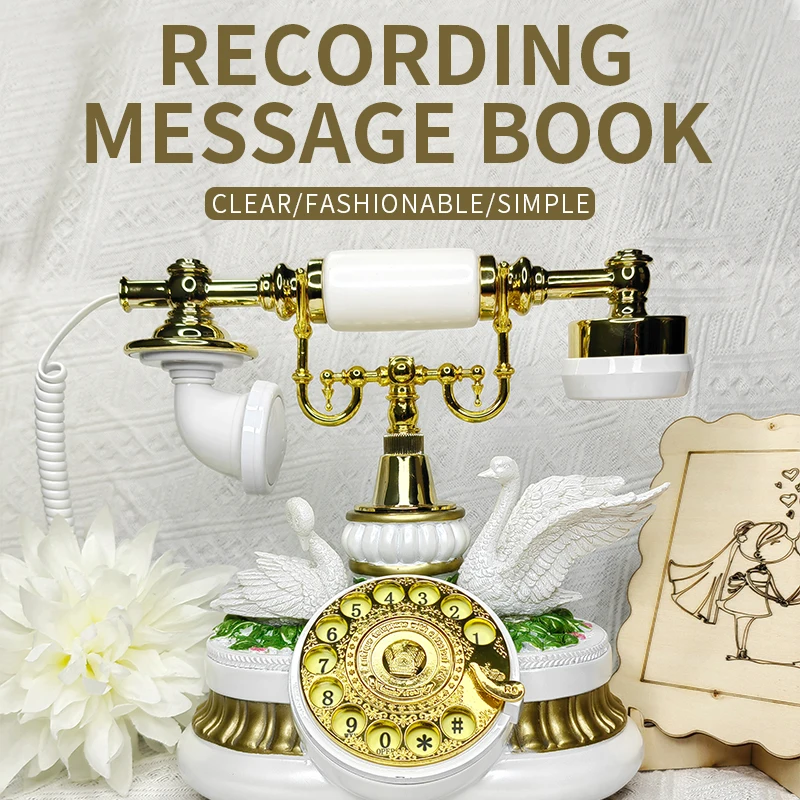 

European White Swan Classic Audio Message 16GB Memory Telephone Wedding Banquet Party Blessings Recorder Party Guestbook Memoirs