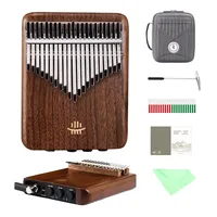 Hluru 21 Key Electric Kalimba 17 key Black Walnut Thumb Piano Professional Finger Piano Built-in Pickup Mbira for Performance