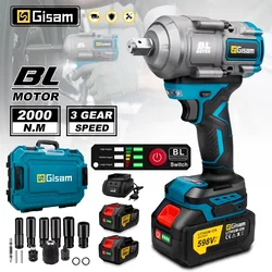 Chave de impacto elétrica sem escova, torque 2000n.m, chave de fenda de 1/2 polegadas, chave elétrica sem fio, ferramentas elétricas para bateria makita de 18v