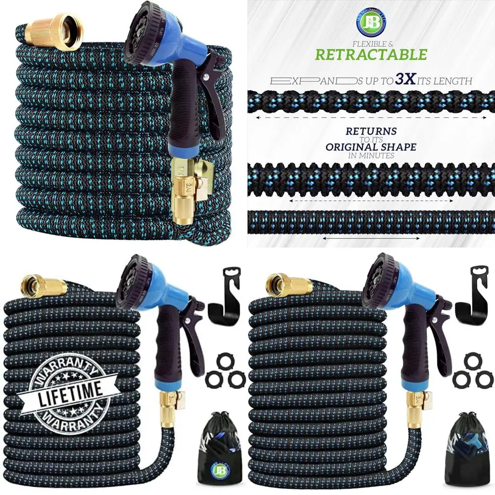 

Расширяемый садовый шланг 75 футов — прочность 3750D, 4-слойный латексный сердечник, сверхпрочный, с держателем для превосходных долговечности.