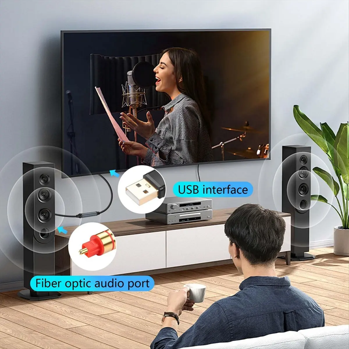 A64I USB to Optical Audio Adapter USB A to Fiber Optic Audio SPDIF Port Connection Audio Converter Cable for Computer Laptop