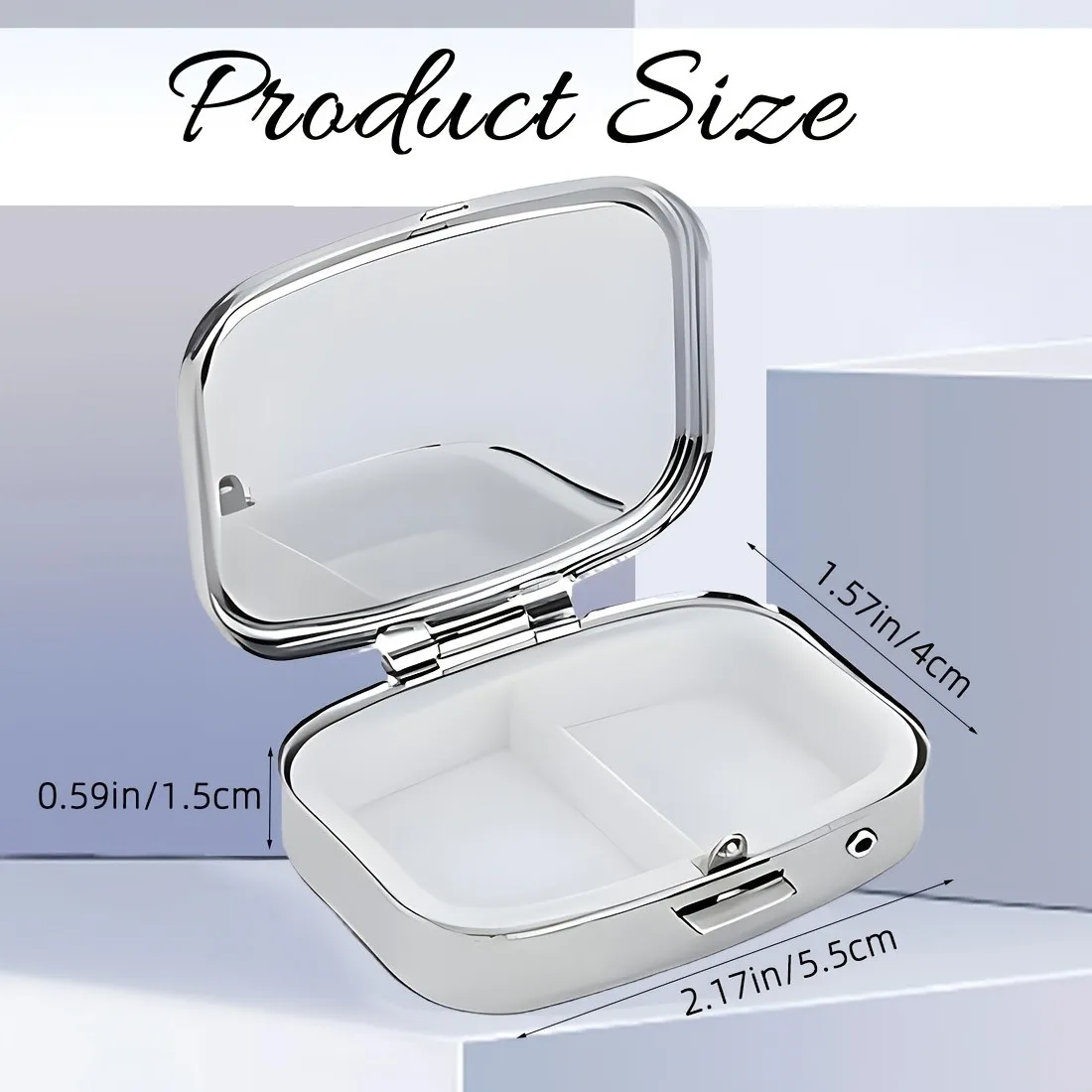 No import charges(2D Flat) 1pc Spring Renewal Charming Portable Circular Metal Pill Box Featuring Exquisite Embossed Details Showcasing a Blue-Eyed Long-Haired Cat And Floral Motifs Ideal for Daily 2X2 Inches, a Portable And Thoughtful Gift - view 3