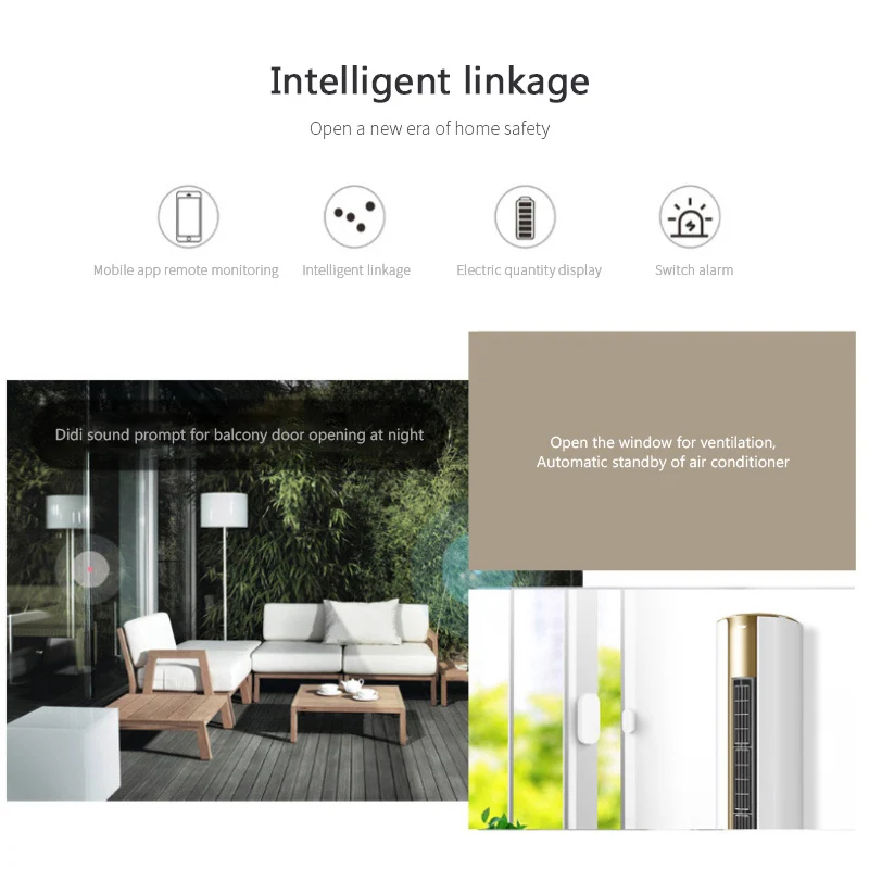 Xiaomi-Tuya Sensor de porta Wi-Fi doméstico inteligente, alarme de janela, detectores abertos, fechados, proteção de segurança, vida inteligente, Alexa, Google