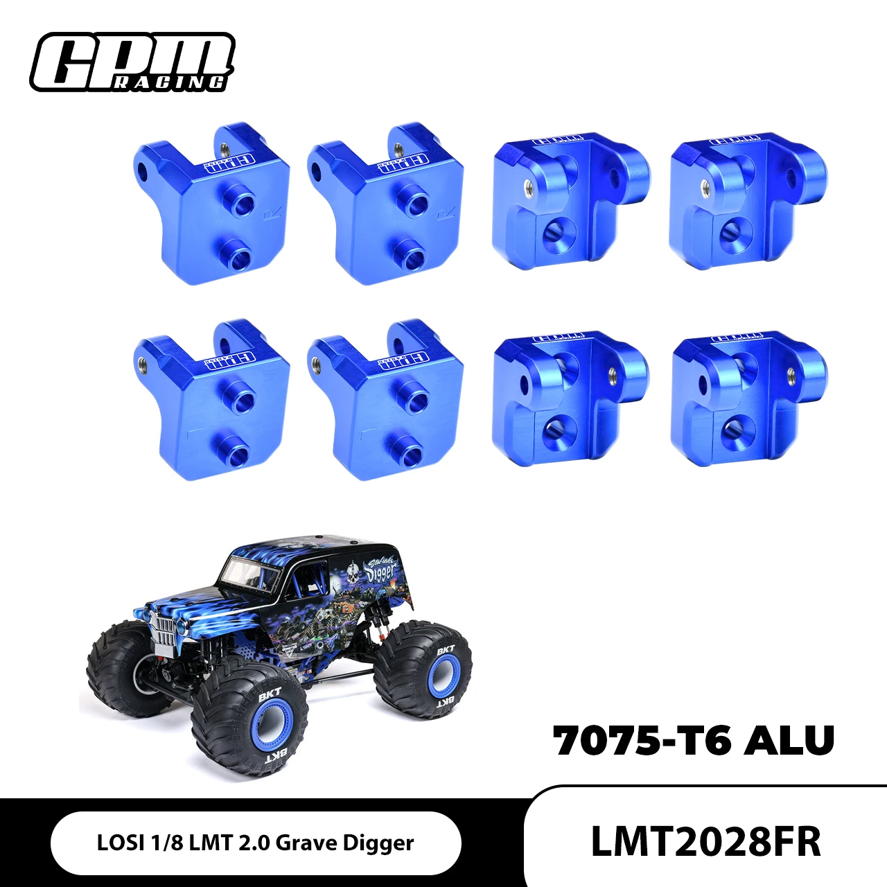 

GPM LOSI 1/8 LMT 2.0 Grave Digger 4X4 Truck-LOS04028 7075-T6 ALLOY FRONT AND REAR UPPER SHOCK MOUNT