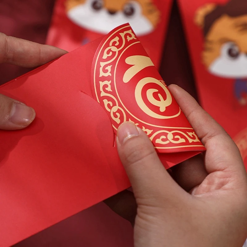 6 Stuks Chinese Rode Enveloppen Jaar Van De Tijger Geluk Geld Rood Pakket Voor Lente Festival Verjaardagsbenodigdheden