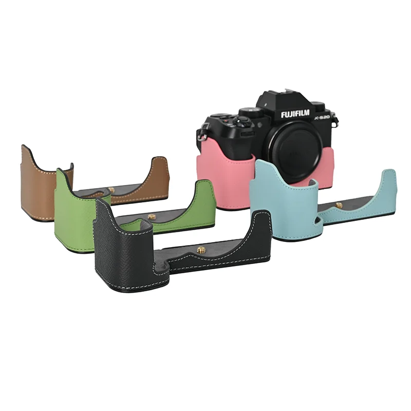 Alloy Plate Genuine Leather Case Camera Bag Half Body Base Protector for Fujifilm X-S20 XS20 Protective Opening Bottom Cover