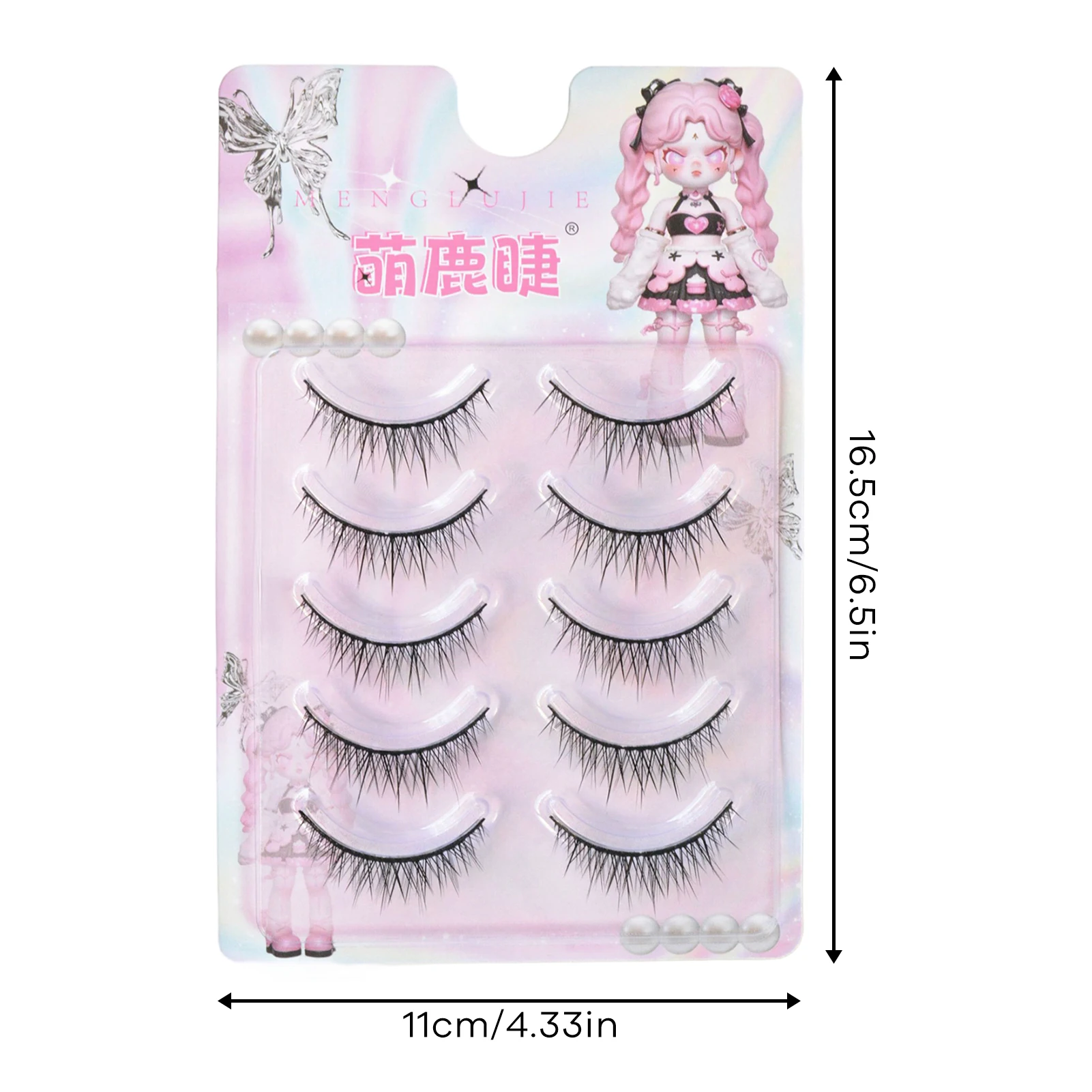 Bandes de faux cils bande complète tige dure bébé queue de poisson droite faux cils cils naturels pour Double paupière Cosplay
