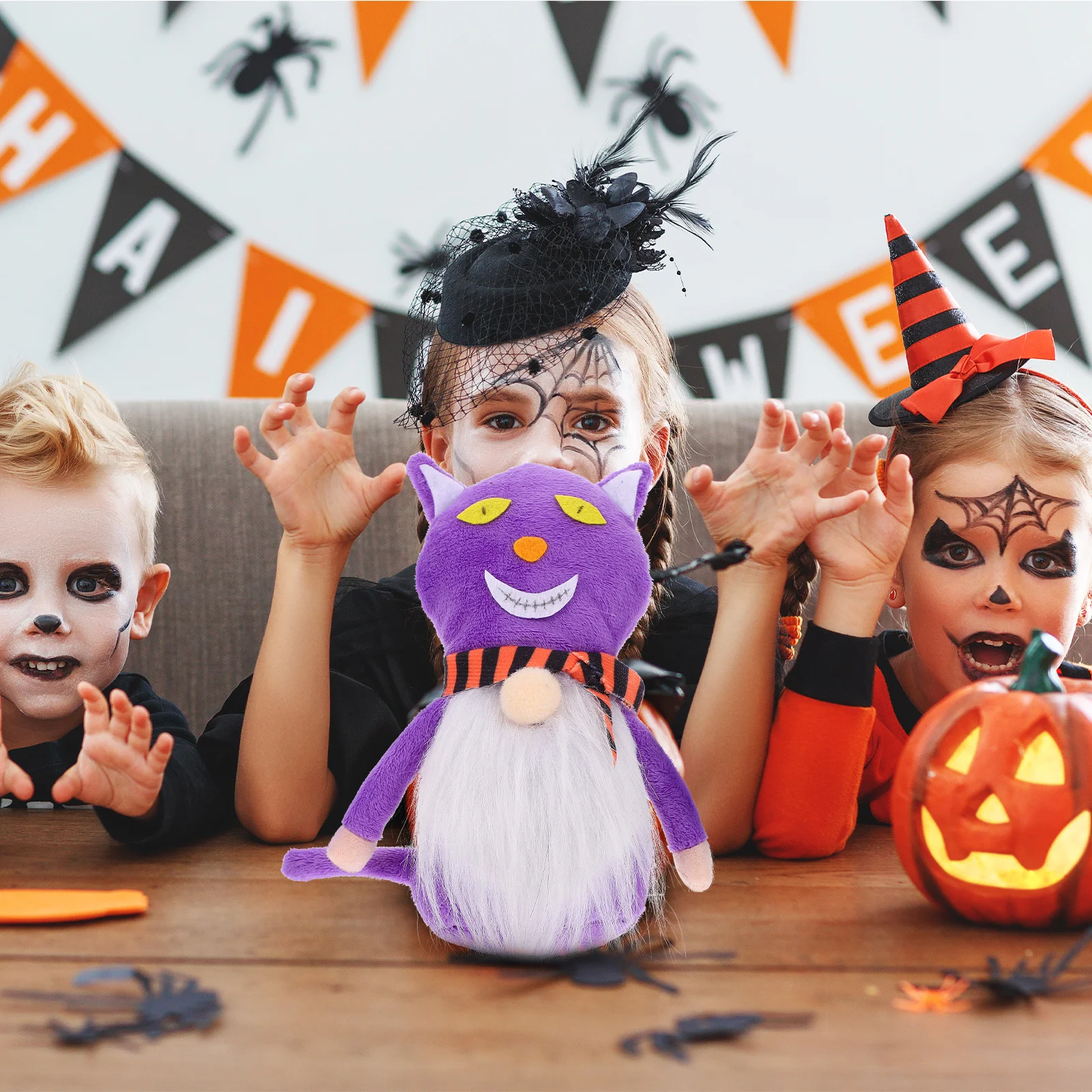 

3Pcs Halloween Gnome Ghost Cat Pumpkin Decorations Creative Cloth Adornments Party Home Desktop Layout Embellishments