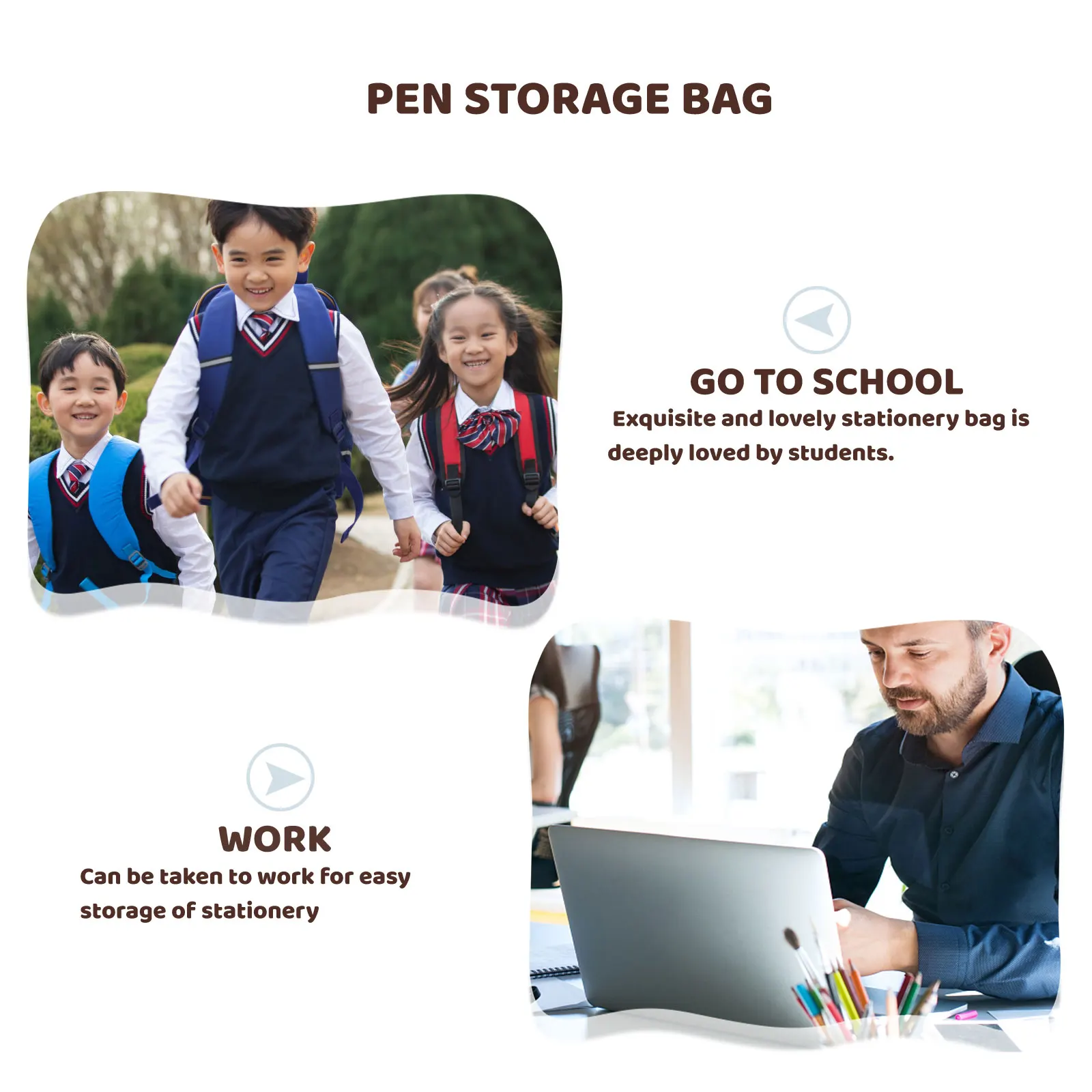 

Double-layer Pencil Bag Pouch Portable Case Bags with Zipper Cases for Students