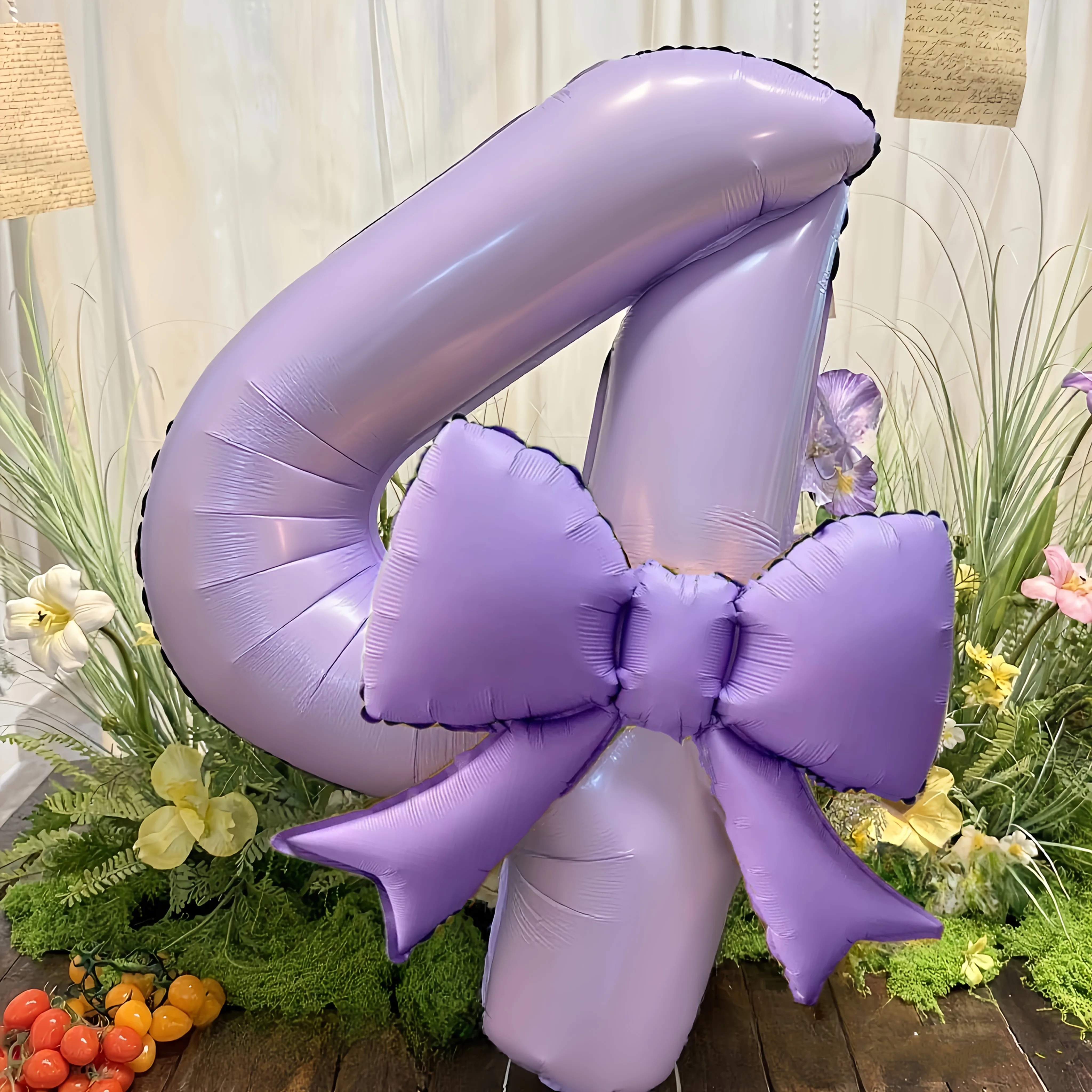 2 Stück 40 Zoll cremefarbene und violette Zahlenballons 0-9 mit Schleife für Kinder und Erwachsene, Geburtstagsdekoration, festliche Partyzubehör, Jubiläumsballon – Detail 7