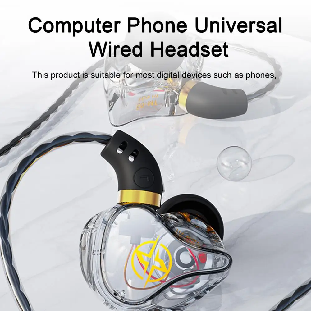 Wired Headset Stereo Sound Super Bass Line Control Distortion-free with Mic Enjoy Music Ultralight Stereo Sports In-ear Earphone