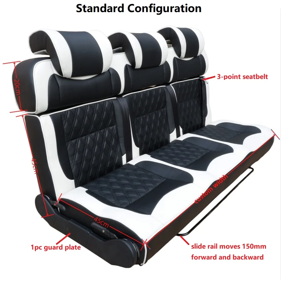 AutoLiuMa Custom Leather RV Luxury Van Seat Multi-Functional Triple Bed Adjustable Reclining Comfortable 3-Person Hot Sale