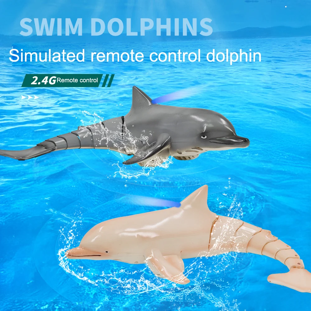 2.4G Remote Control Dolphin Toy Electric Waterproof Water Toy Portable Remote Control Swimming RC Boat Shark Toys For Kids Xmas