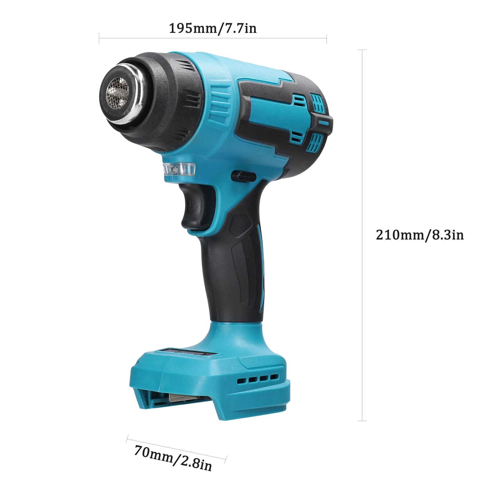 300 واط 380-400 ℃   آلة الهواء الساخن المحمولة باليد الليثيوم القابلة لإعادة الشحن اللاسلكية التدفئة السريعة آلة الهواء الساخن الثقيلة ث 3 فوهات