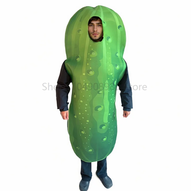 

Cucumber Fancy Dress Up Funny Food Costume Pickle Festival Vegetable Outfit Adult Halloween Costume For Family