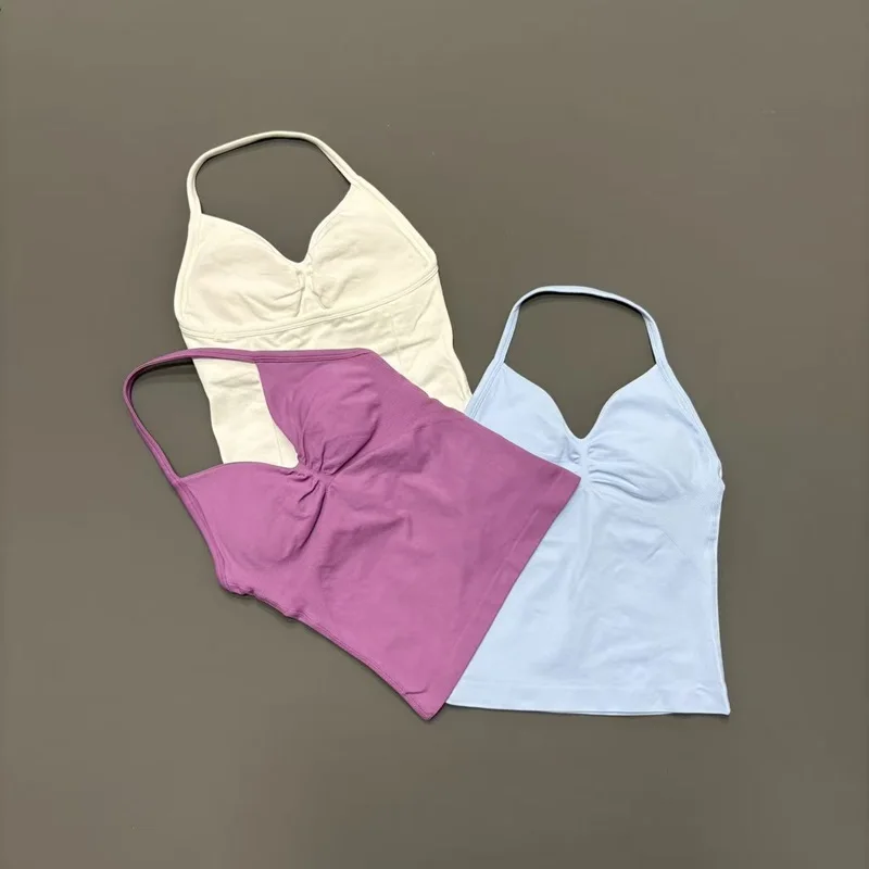 Sports Longline Strappy Top Women Seamless Stretch Breathable Slim Fit Yoga Halter Vest Gym Running Workout Fitness Sports Top