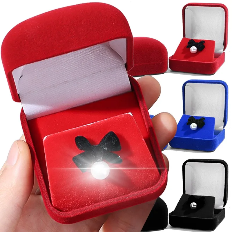 Valentine Day Gift Rings Display Holder Storage BoxEngagement Velvet Earring Ring Packaging Box Jewelry Organizer Lover Propose image 2