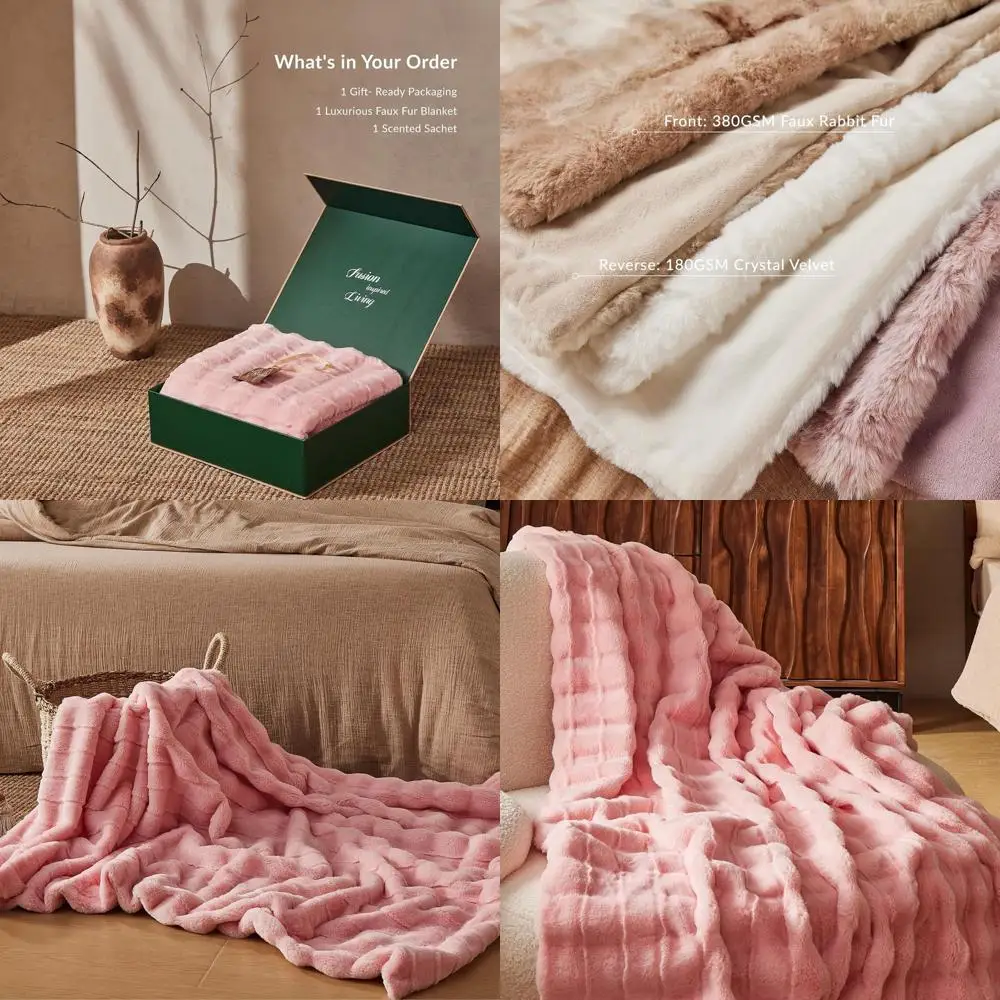 

Элегантный бросок из искусственного кроличьего меха с бархатной спинкой, 50x60, ультрамягкий, плюш, идеальный домашний декор и подарок (розовый розовый)