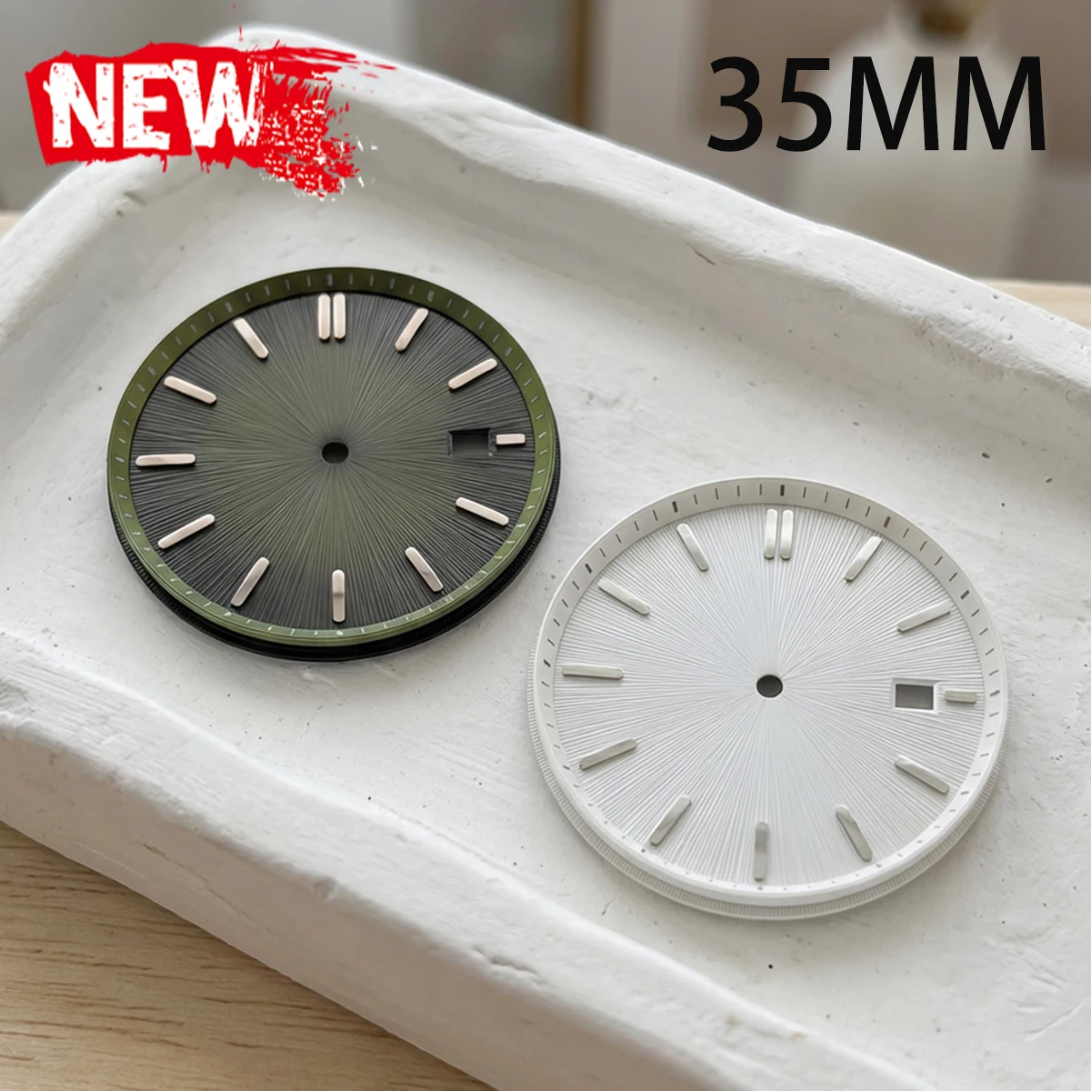 35mm No Logo Matte Radial Texture Watch Dial Gradient Suitable for Seiko Grand NH35/36 Movement Carved Case Mod Parts