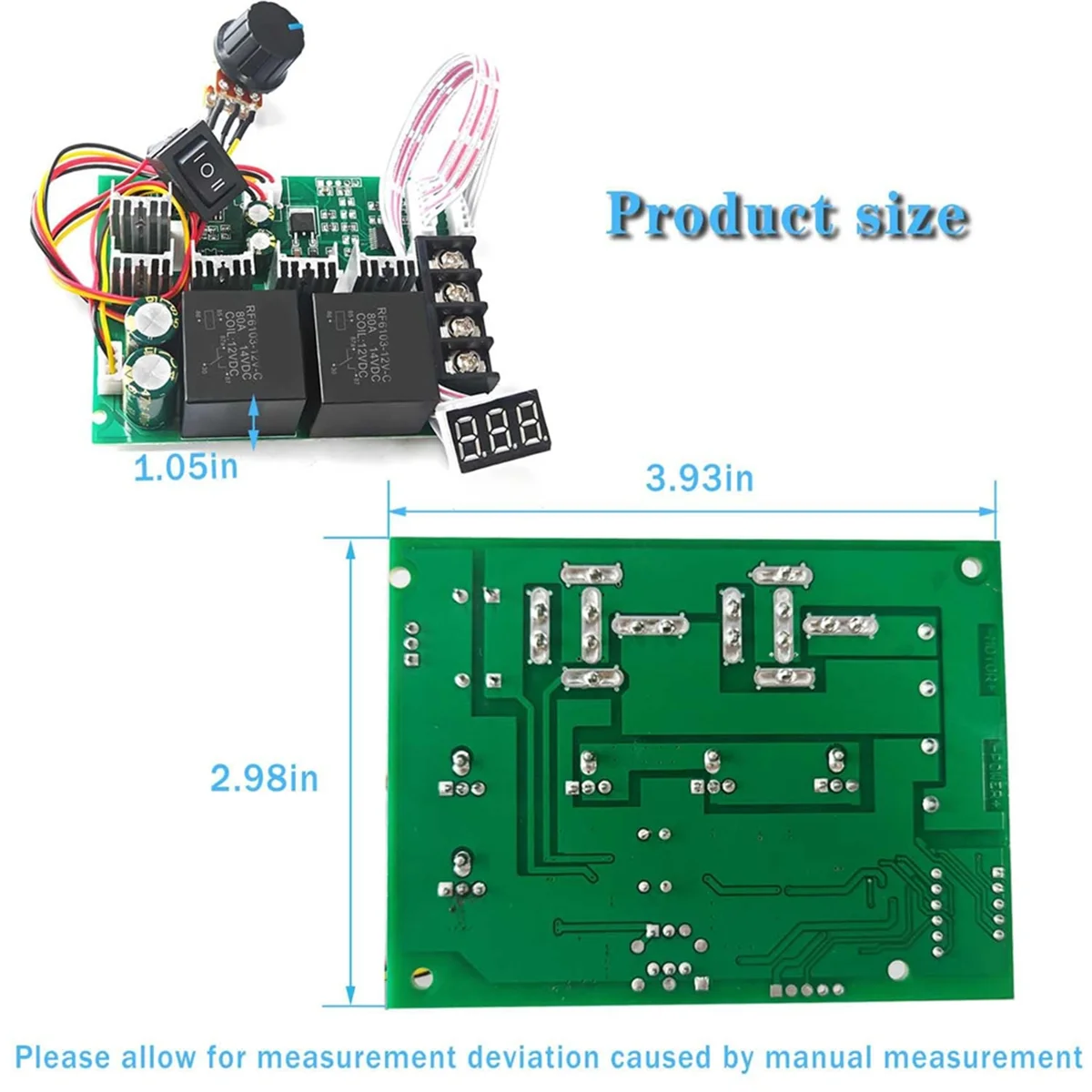 

SSR PWM DC Motor Speed Controller 12V-48V/40A, Forward-Reverse Switch, LED Display & Adjustable Potentiometer