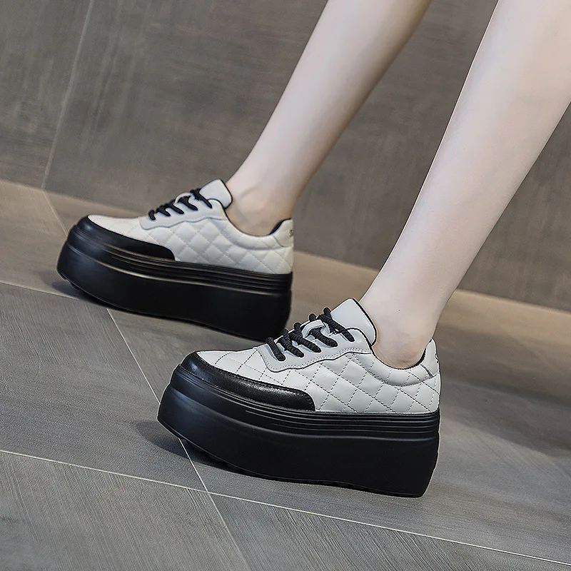 

Новинка 2026, ботильоны на танкетке из натуральной кожи с шитьем, массивные кроссовки, женские удобные весенне-осенние поддерживающие туфли-лодочки