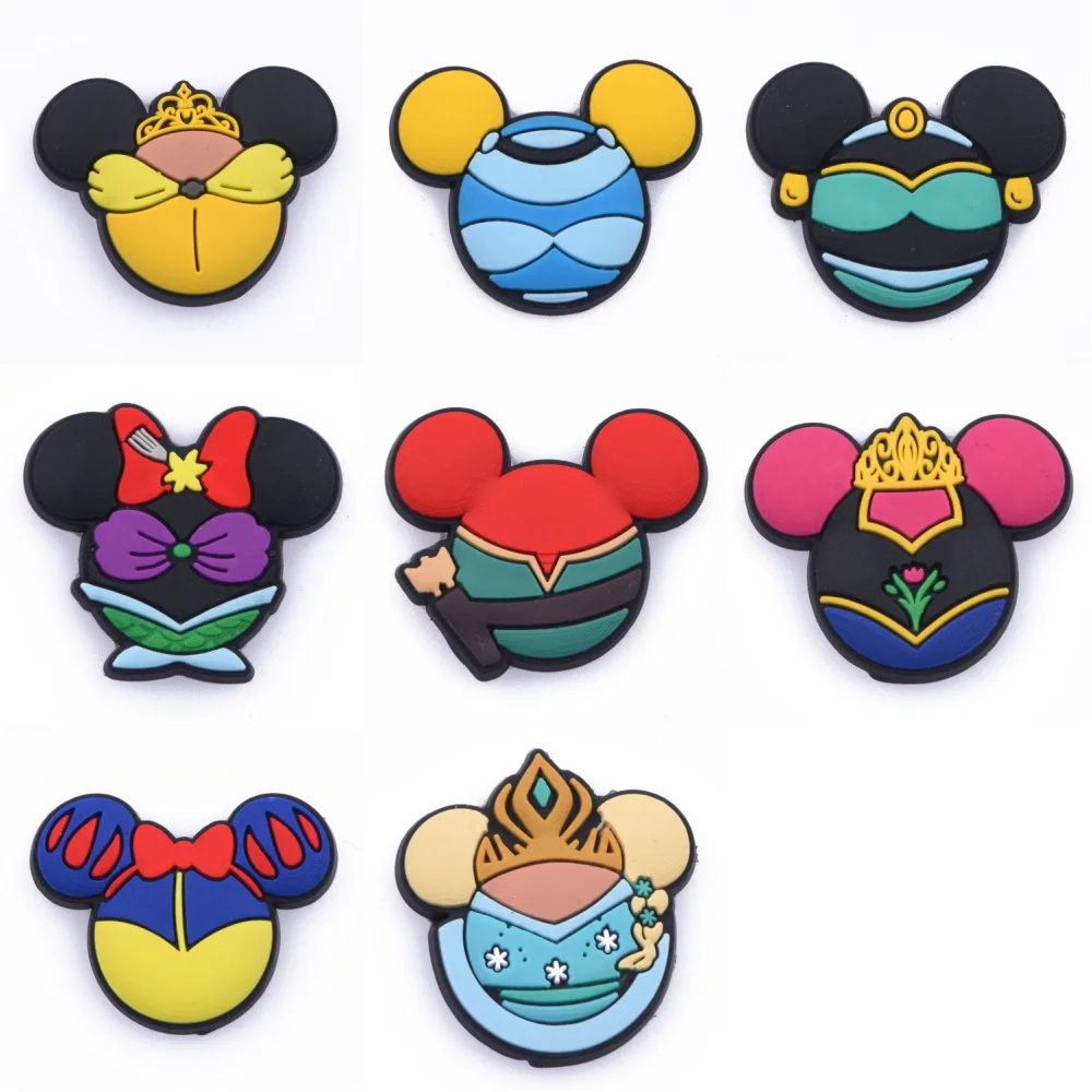 

1pcs Disney Mickey Mouse Ear Shoe Charms with Princess Design - Cute Cartoon Shoes Decoration Girls Birthday Gifts