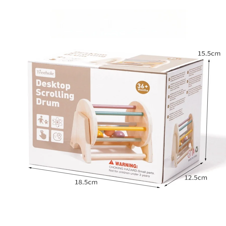 Jouets en bois Montessori pour nourrissons, boule de pièce de monnaie, tambour occupé, aide pédagogique, cadeaux, forme de couleur, Match de Cognition, jouet sensoriel éducatif