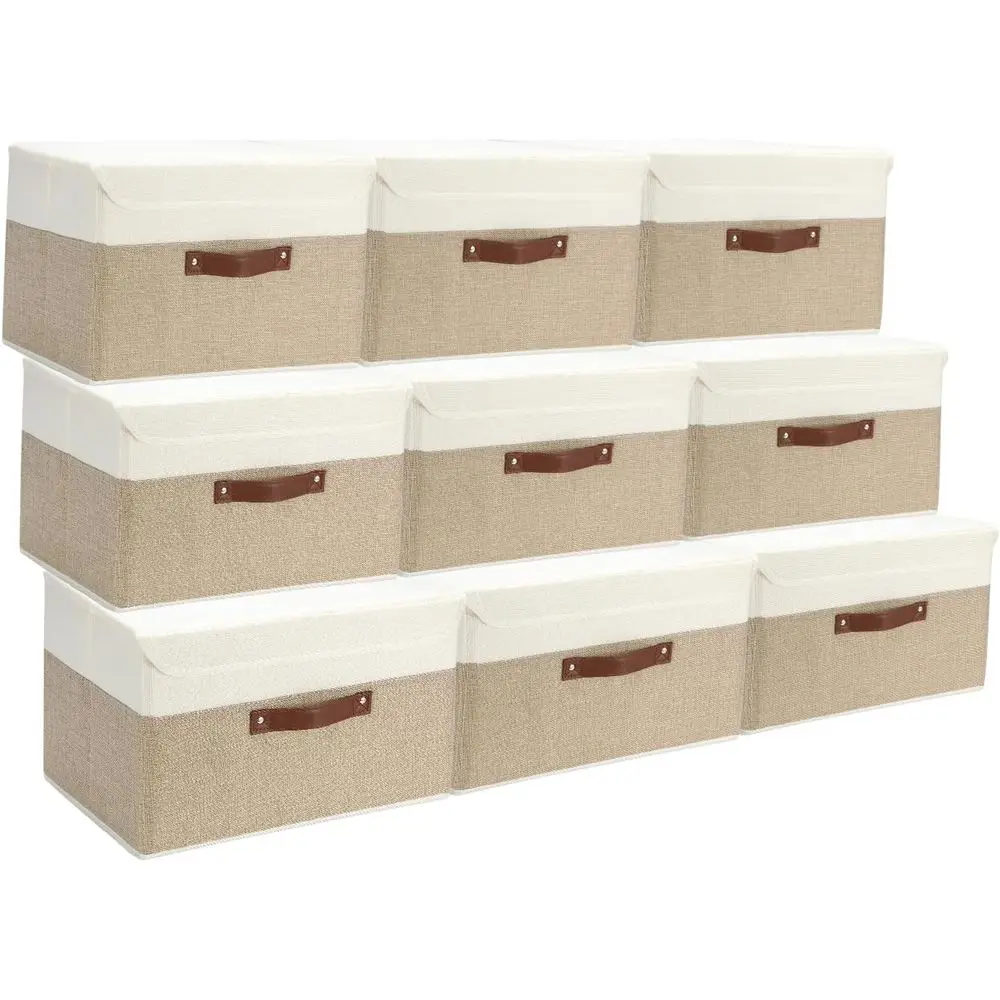 

Набор декоративных контейнеров для хранения с крышками, 9 шт., для дома и офиса, белый/бежевый, 14,9x10x10