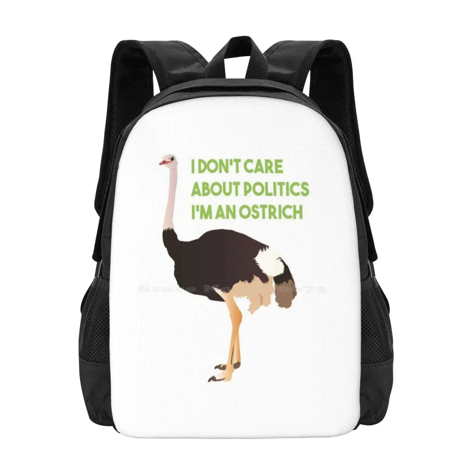 Apolitical Ostrich Backpack For Student School Laptop Travel Bag Apolitical Indifferent Ostrich Savanna African Nature Creative