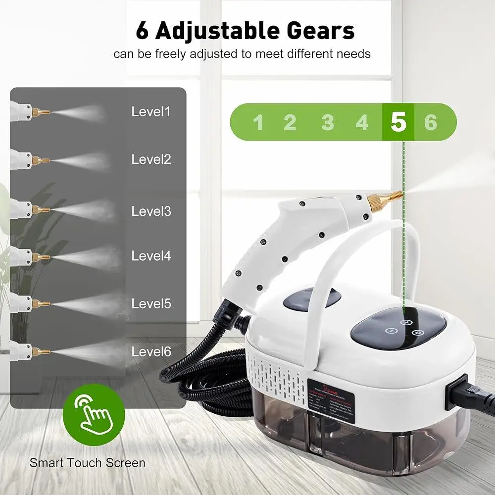 휴대용 고온 스팀 청소기 2500W 빠른 가열 터치 스크린 액세서리가있는 다중 표면 깊은 청소 도구