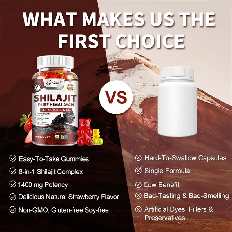 علكة شيلاجيت 800 مجم - الدماغ والتركيز وصحة الذاكرة والمناعة، تقلل من التعب وتحسين التحمل #5