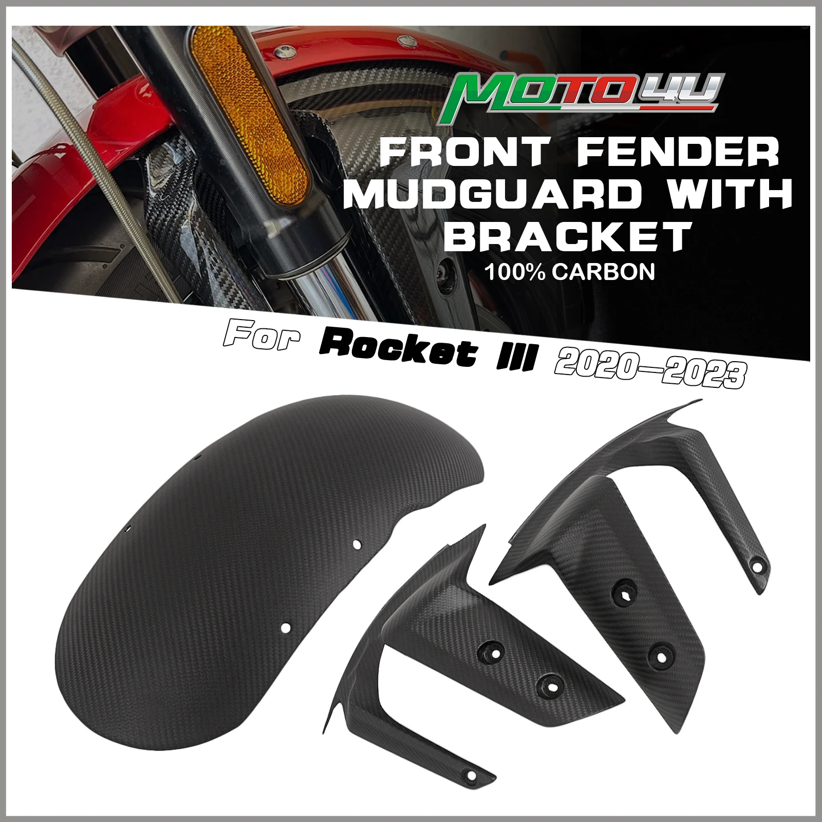 

Full Carbon Fiber Front Fender Fairing Mudguard With Bracket Matt Twill Motorcycle For Triumph Rocket III 2020 2021 2022 2023