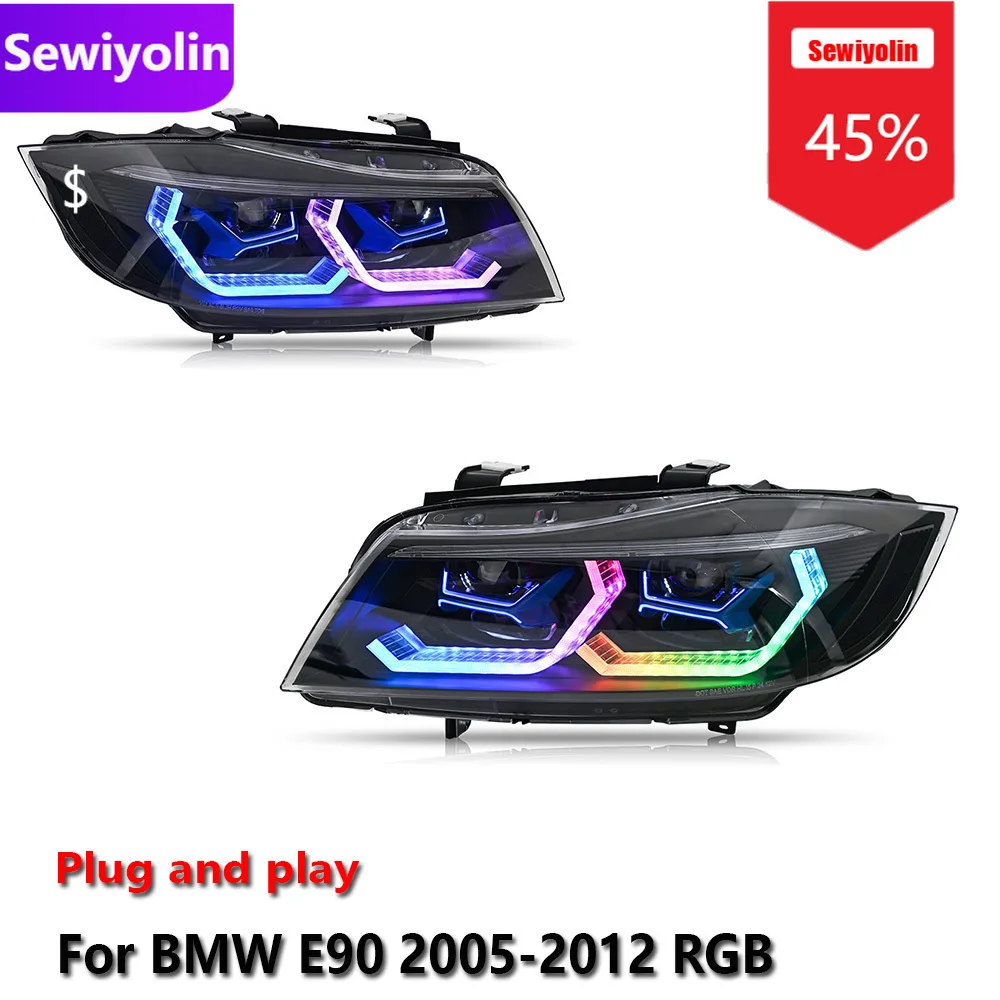 

Автомобильные светодиодные фары DRL в сборе для BMW E90 2005-2012 RGB противотуманные фары DRL тормозной указатель поворота Plug and Play