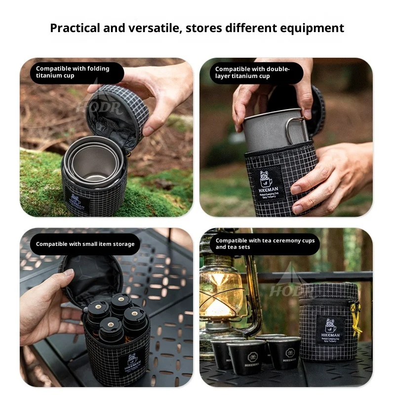 [HODR] Dyneema Sac de rangement pour tasses en titane pour tasses de 200 à 450 ml, ultralégères, légères, résistantes à l'eau, équipement de camping et de randonnée