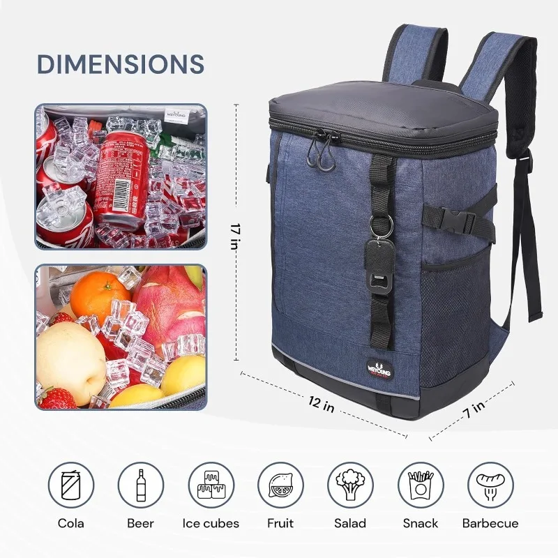 Cooler Insulated Soft Cooler Bag Leakproof Portable Lightweight Camping Picnic Beach Freezer Backpack Travel Lunch Backpack