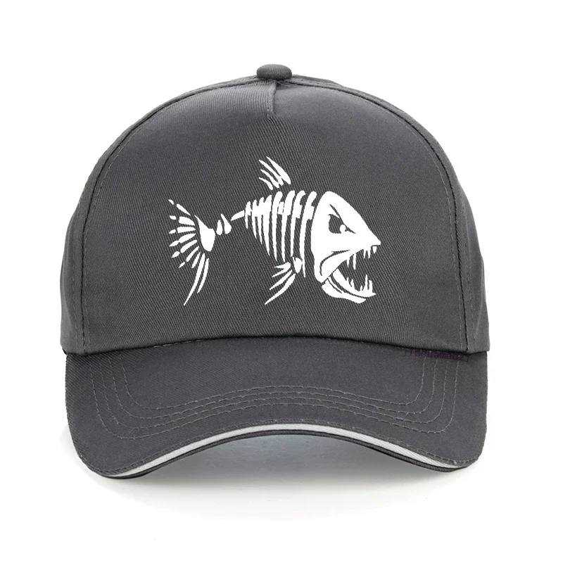 Men Outdoor Fishing Cap Fishing Hat Baseball Golf Hunting Cap with Cartoon Fish Bones Snapback Hat