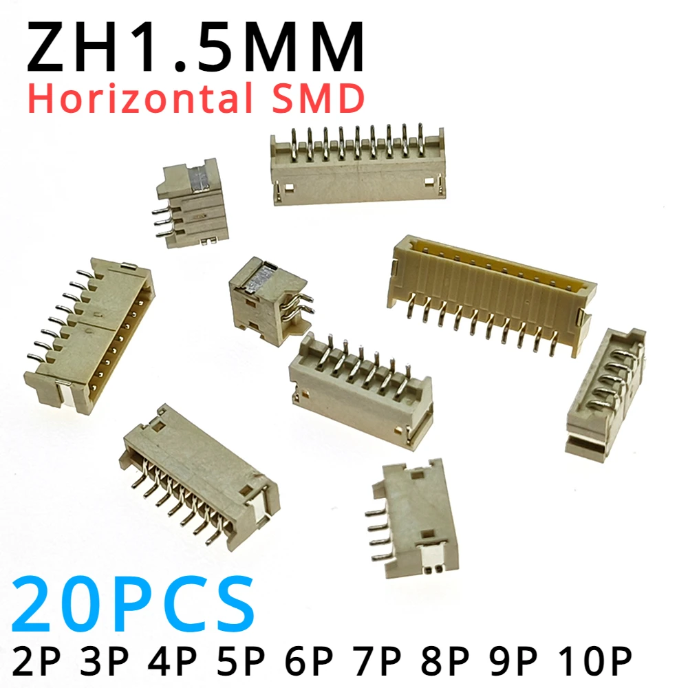 

20PCS ZH1.5MM Horizontal SMD Connector Terminal Socket Mini Micro 1.5mm ZH 2P 3P 4P 5P 6P 7P 8P 9P 10P Plug Connector