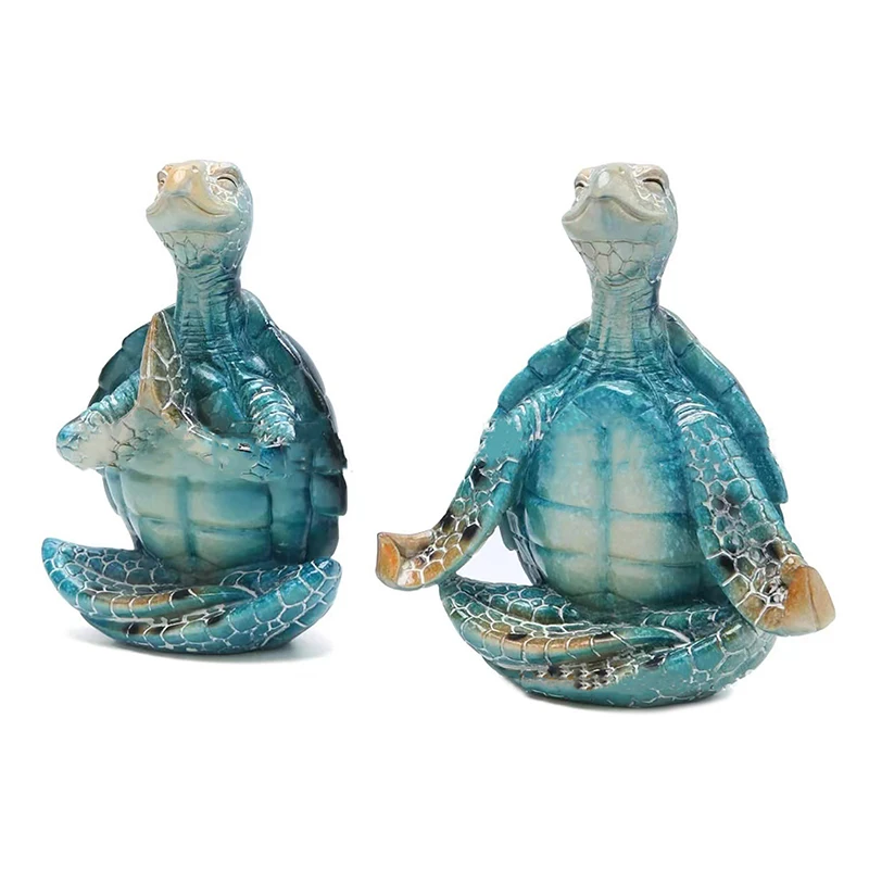 Mini Sea Turtle Figurine Peacefulness Meditating Sea Turtle Statue Decorations For Buddha Zen Yoga Frog Garden Statue Ornament