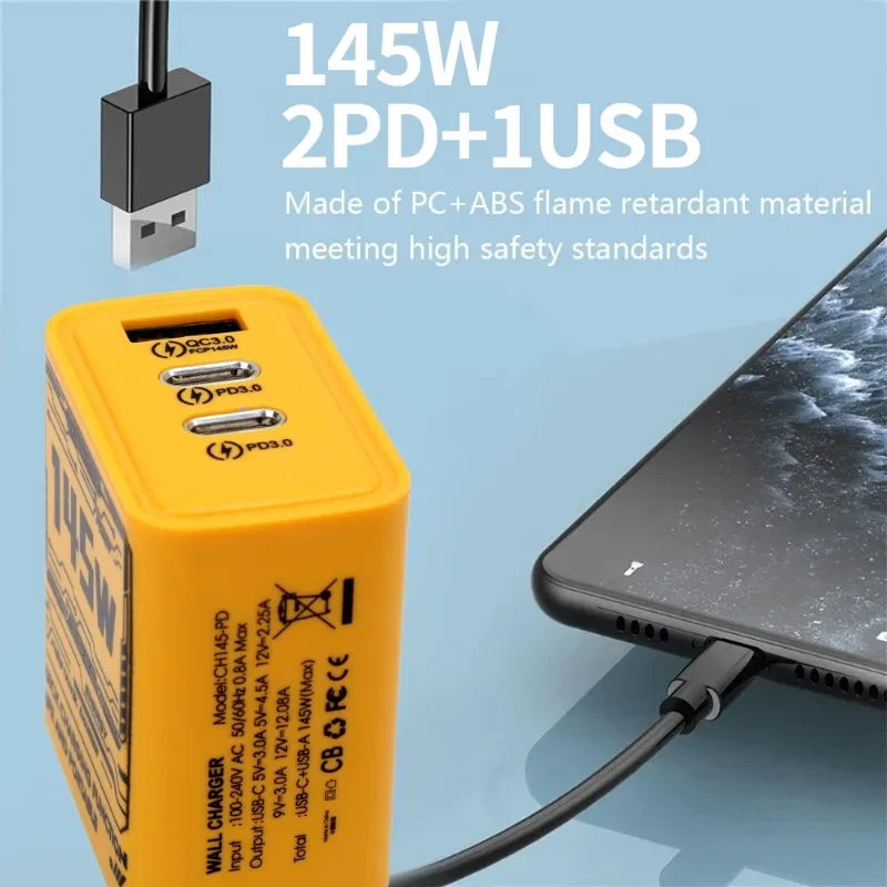 Xiaomi 145W Fast Charger PD USB 3 Ports Charger Quick Phones Charge Adapter For iPhone Samsung Huawei EU/US/UK Plug Wall Adapter image 5