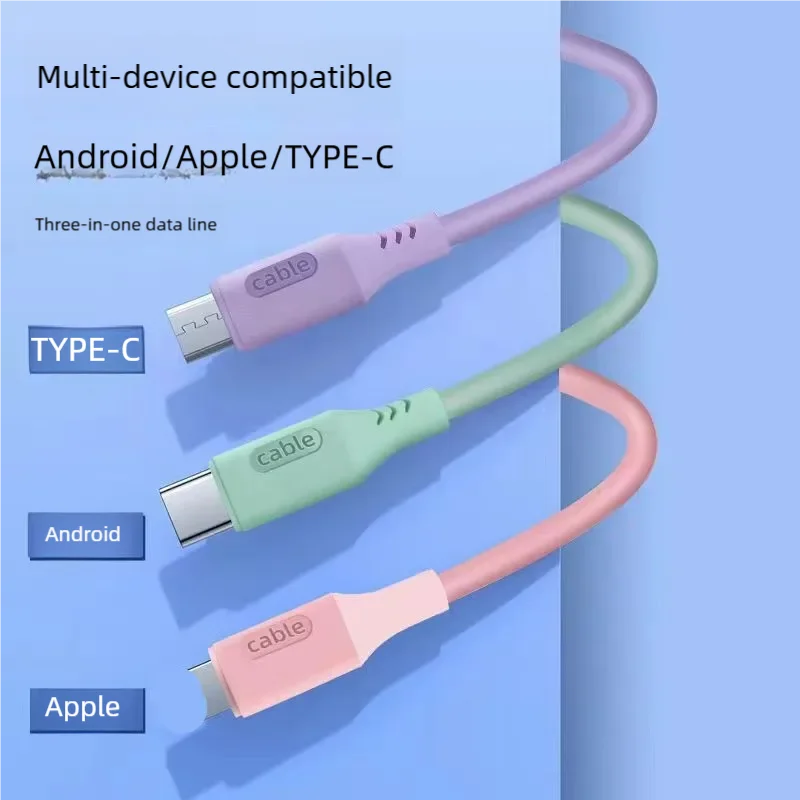 Super Fast charging Cable 3 In 1 Usb Type C Micro For Samsung Iphone ProMax Xiaomi Outdoor Travel Portable