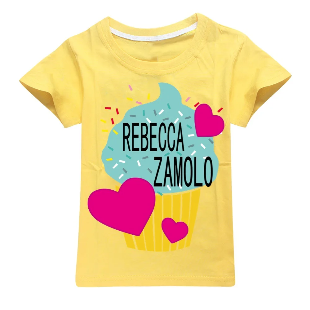 REBECCA ZAMOLO-Camiseta informal de dibujos animados para niños, ropa 100% de algodón, a rayas, Tops1518