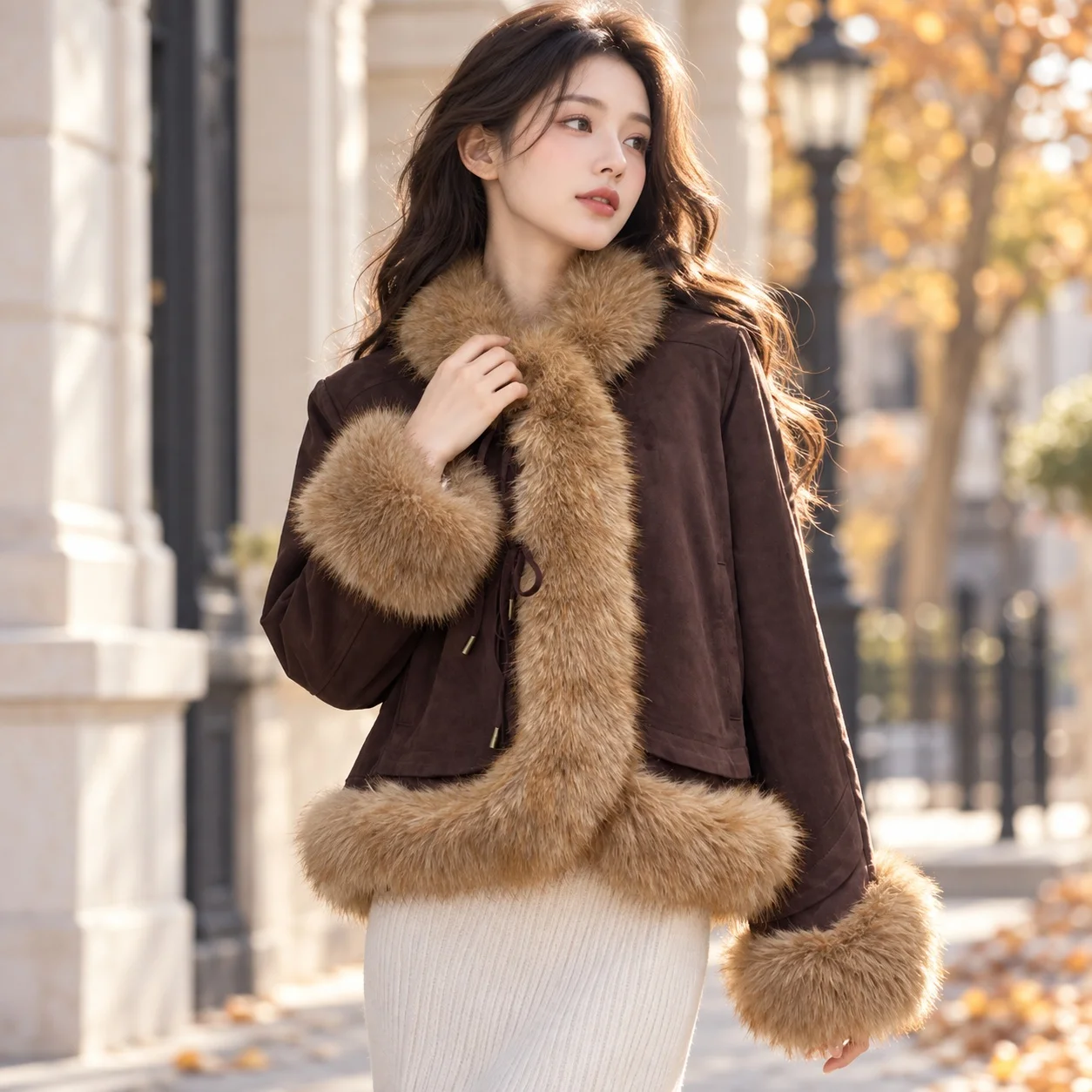 Slim Fit No Hood Coat Regular Length Streetwear with Chinese Style Long Sleeve Sweet and Fresh Regular Sleeve Autumn Women Coat