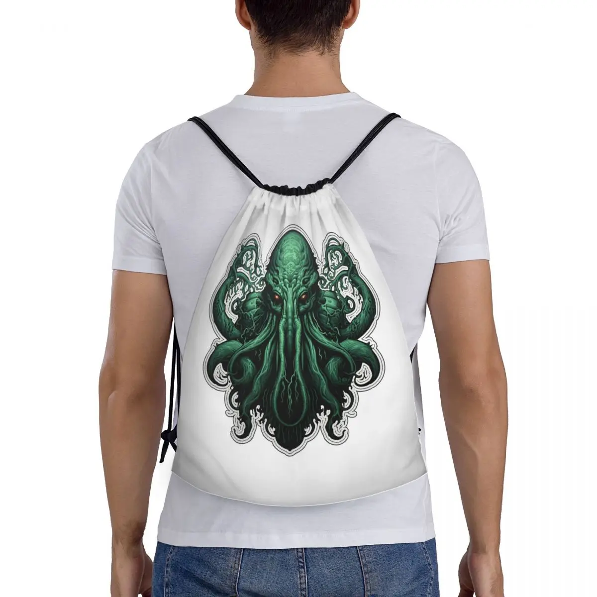 

Cool H.P. Lovecraft The Call Of Cthulhu Backpacks Portable Drawstring Bags Storage Bag Book Bags for Travel Students