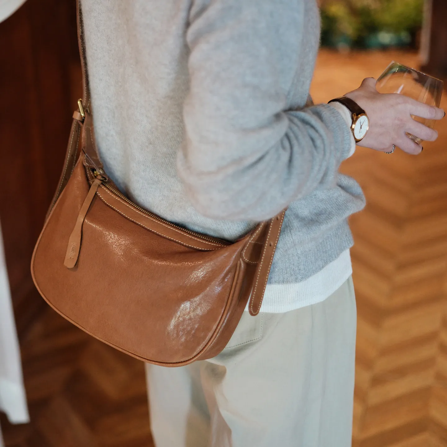 

Simple casual luxury first layer cowhide women's shoulder bag weekend party handmade natural genuine leather female underarm bag