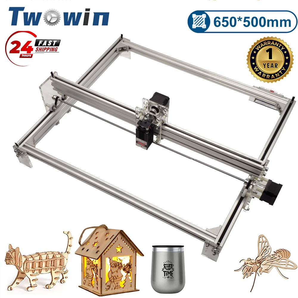 TWOWIN Powerful CNC Laser Engraving Machine 20W DIY Desktop Working Area 65cm*50cm Assemble Cutting Wood Router Printer Machine