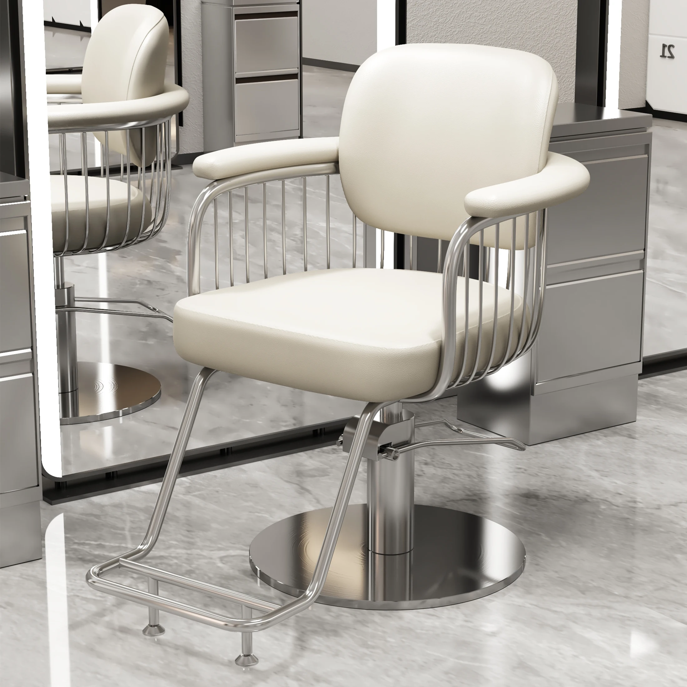 Hair Salon Exclusive Adjustable Hair Chair Stainless Steel Cutting Chair Hairdresser Armchair Rotating Bench Tabouret A Roulette