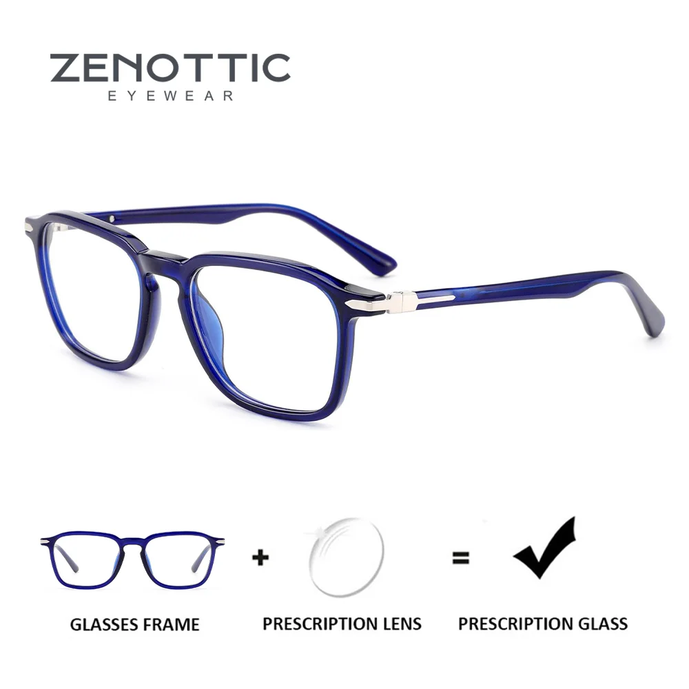 zenottic-手作りアセテート処方眼鏡カスタムスクエア累進多焦点光学メガネ女性卒業生向け