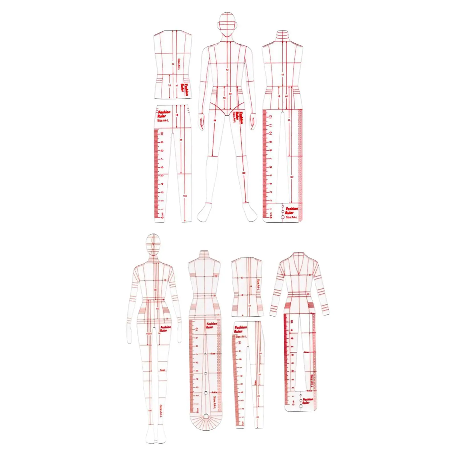 Template Rulers Models Fashion Illustration Rulers Clear Portable Tailoring Patchwork Rulers Sewing Rulers for Pattern Makers