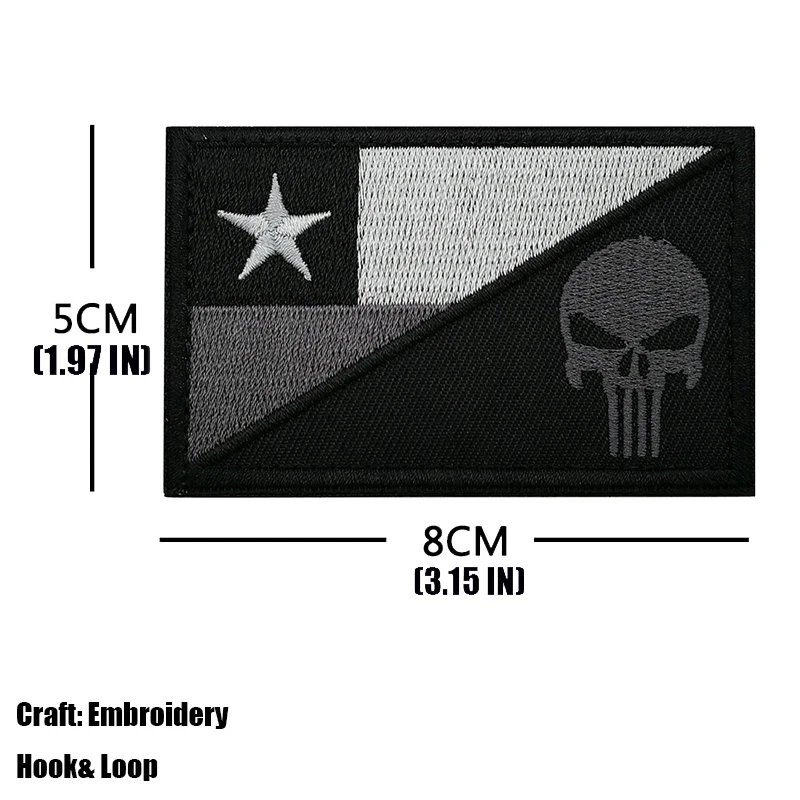 Chile Flag IR Reflective Tactical Patch  Chile Flag Applique PVC Rubber Armband Backpack Hat Sticker Patch for Clothing